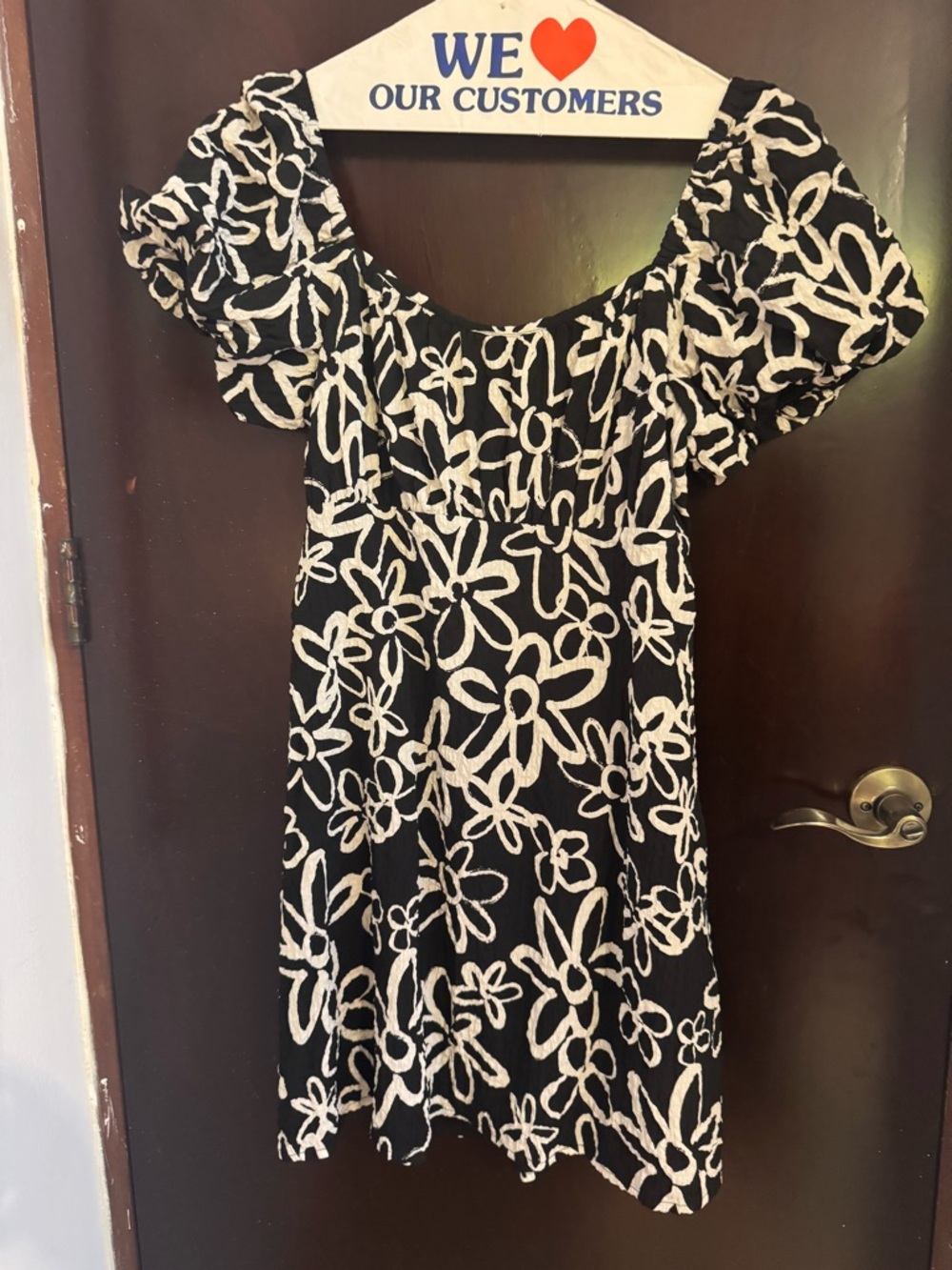 New Look Black Dress with White Floral Print